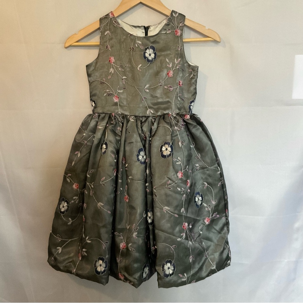 Chasing Fireflies Floral Embroidered Organza Satin Girls Party Dress